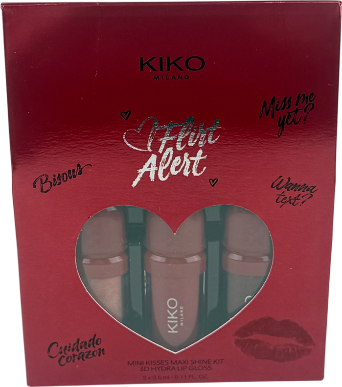 Kiko Flirt Alert Mini Kisses Maxi Shine Kit 3d Hydra Lip Gloss 3x3.5ml