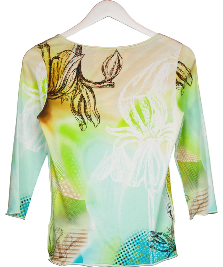 Luisa Cerano Blue Abstract Floral Pattern Long Sleeve Top UK 12