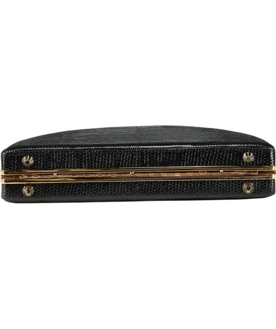 Aspinal Of London Luna Clutch Bag - Black Lizard