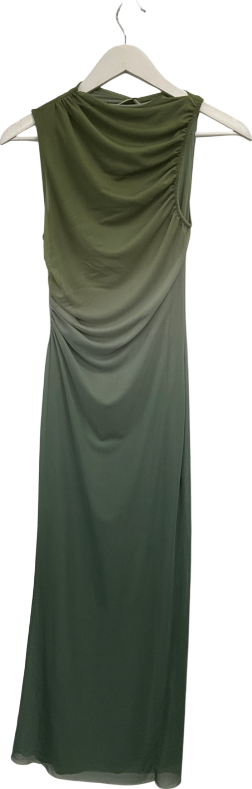 Pull&Bear Mesh Sleeveless Maxi Dress In Green Ombre UK XS