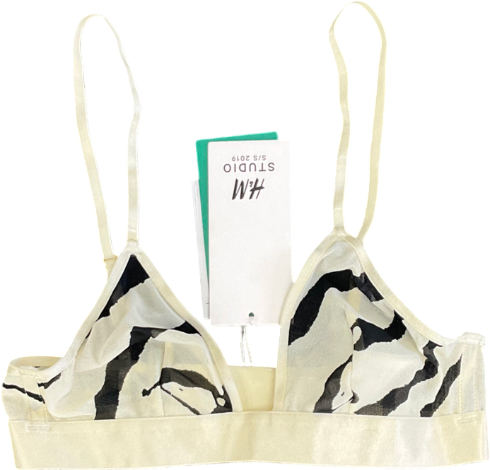 H&M Cream Zebra Mesh Bralette UK 4
