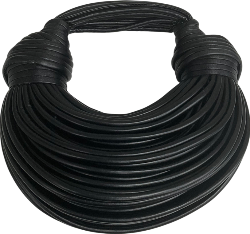 Black Noodle Rope Knotted Hobo Handbag One Size