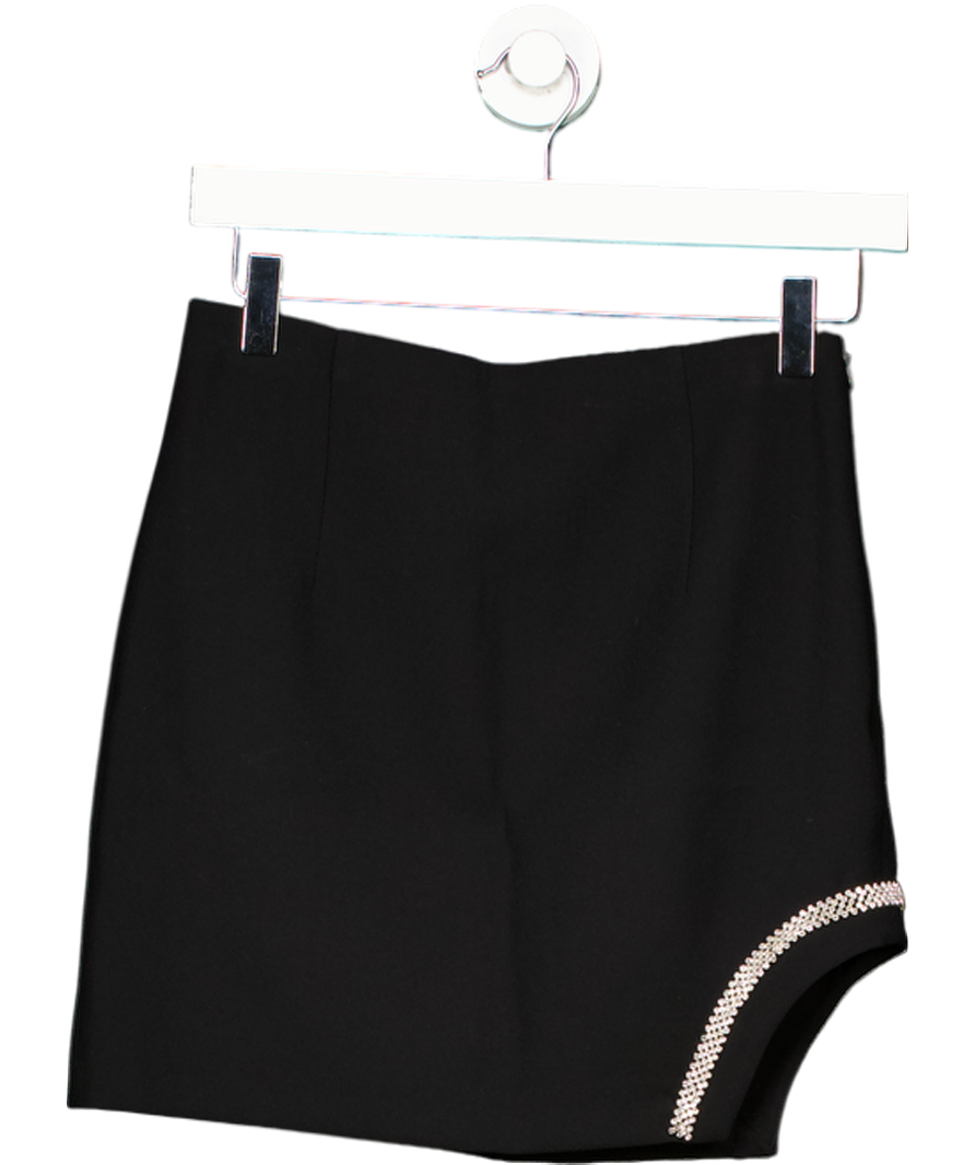 ZARA Black High Waisted Rhinestone Mini Skirt UK XS