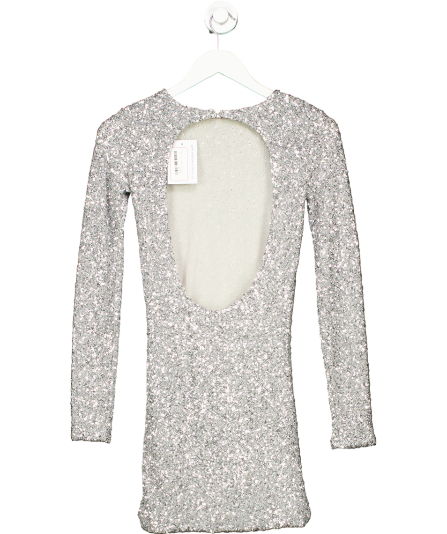 ZARA Metallic Long Sleeve Sequin Mini Dress UK S