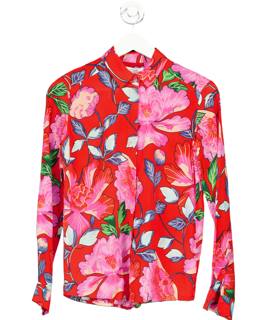 & Other Stories Red Collared Silk Shirt UK 6