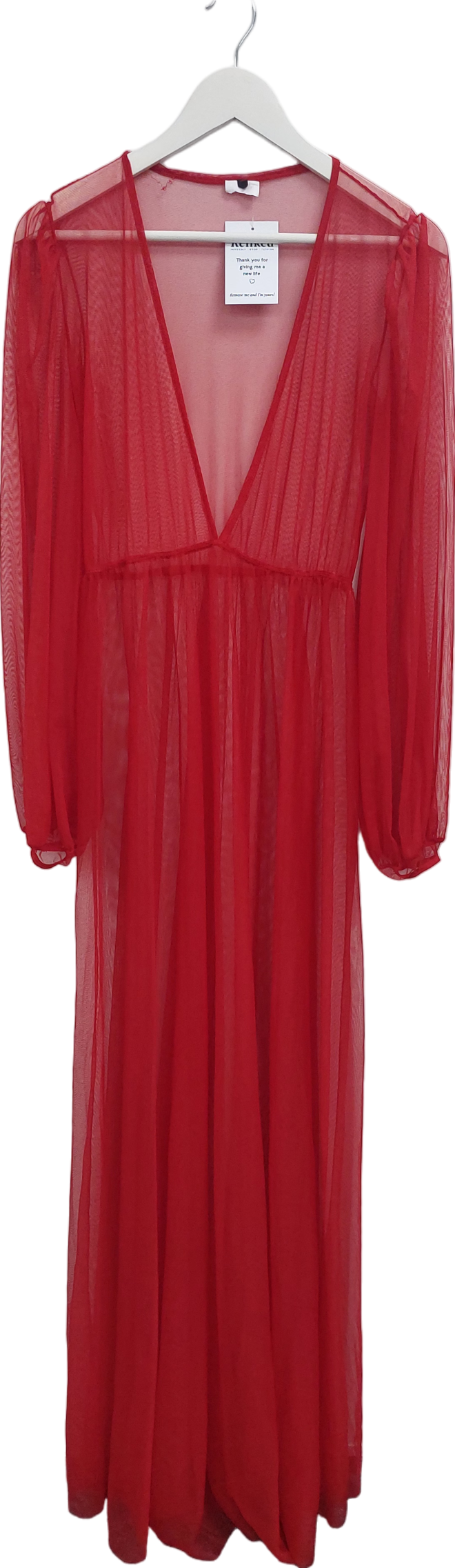 Red Sheer Mesh Maxi Dress UK S