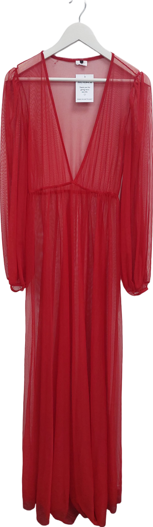 Red Sheer Mesh Maxi Dress UK S