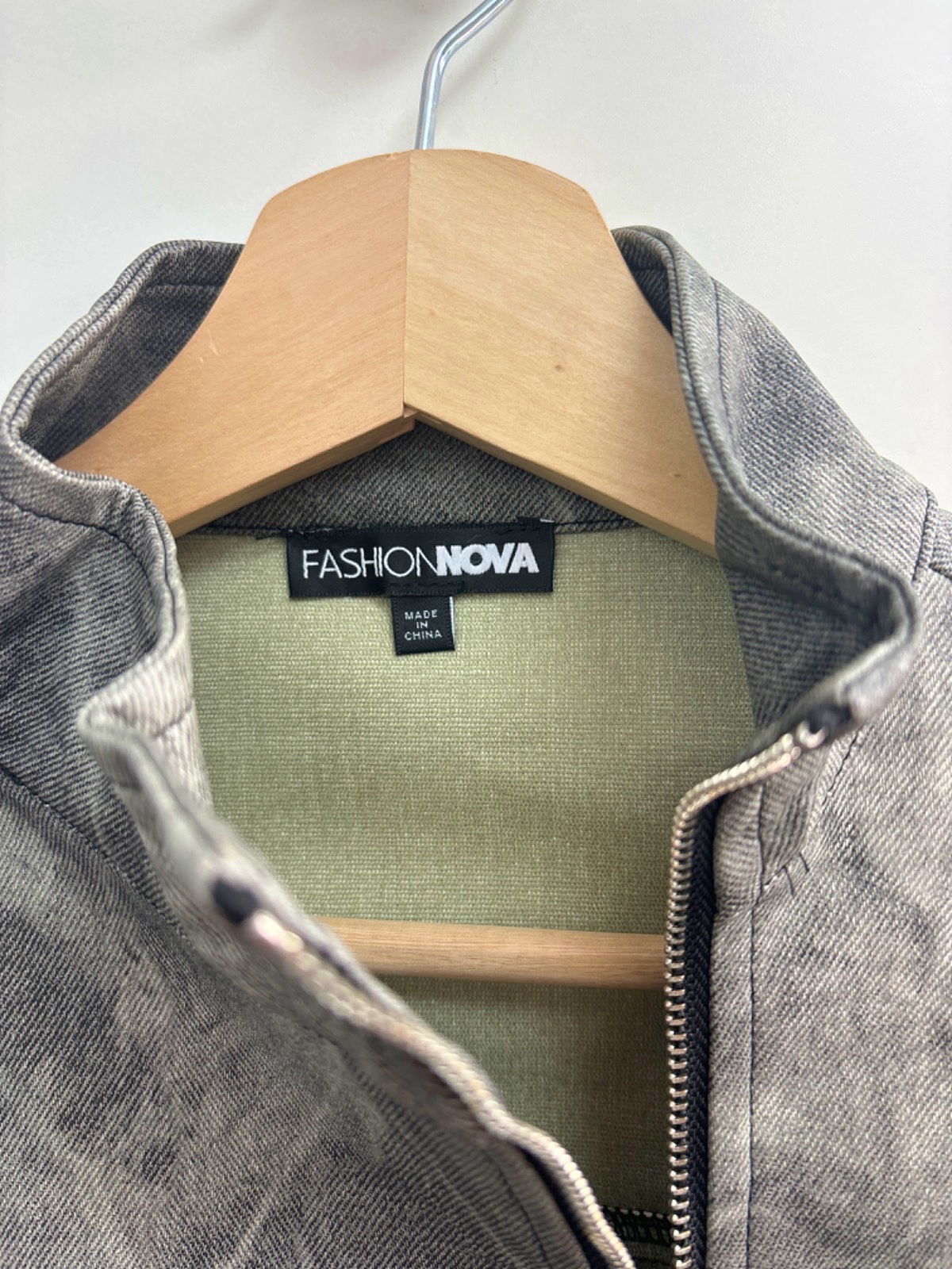 Fashion Nova Grey Washed Denim Jacket XS