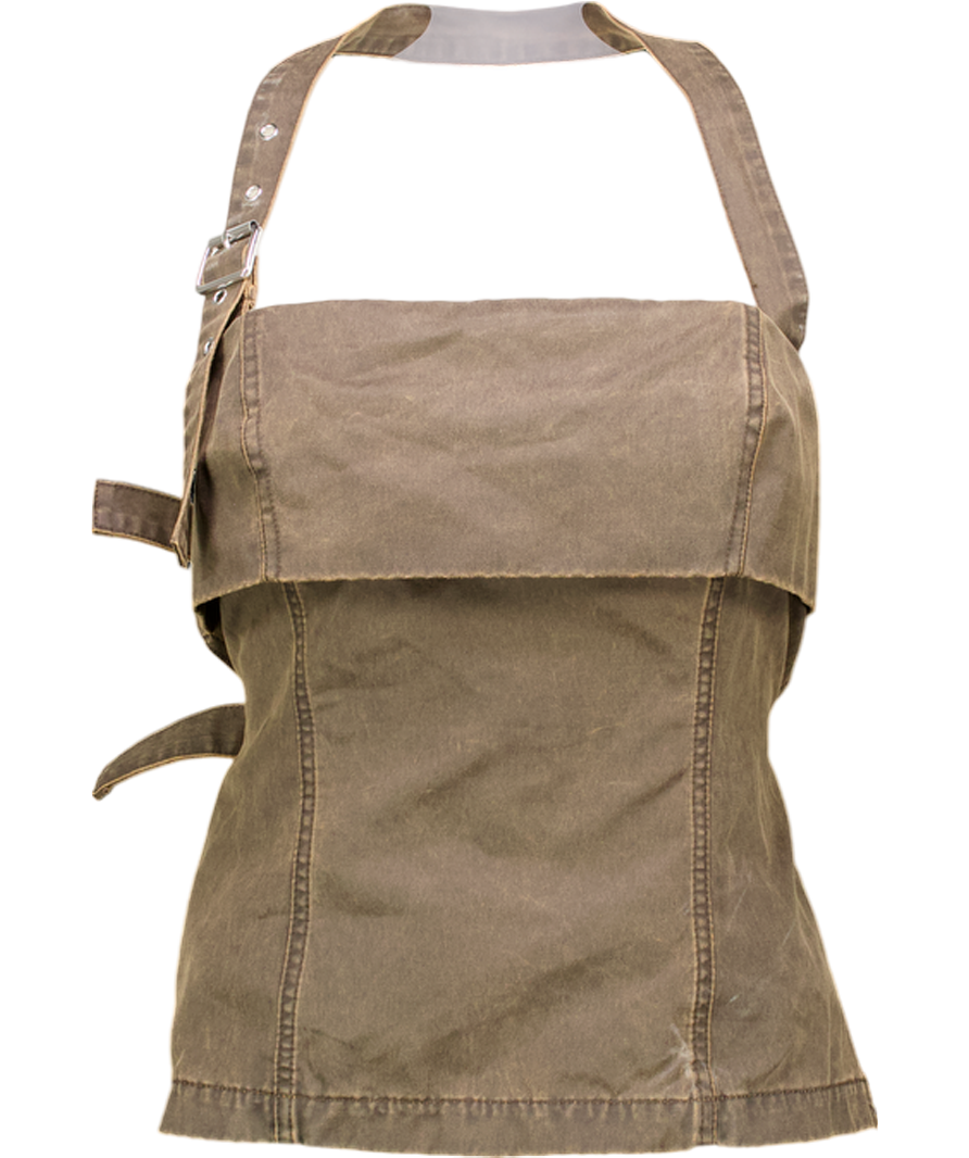 ZARA Brown Waxed Backless Halter Neck Top UK M