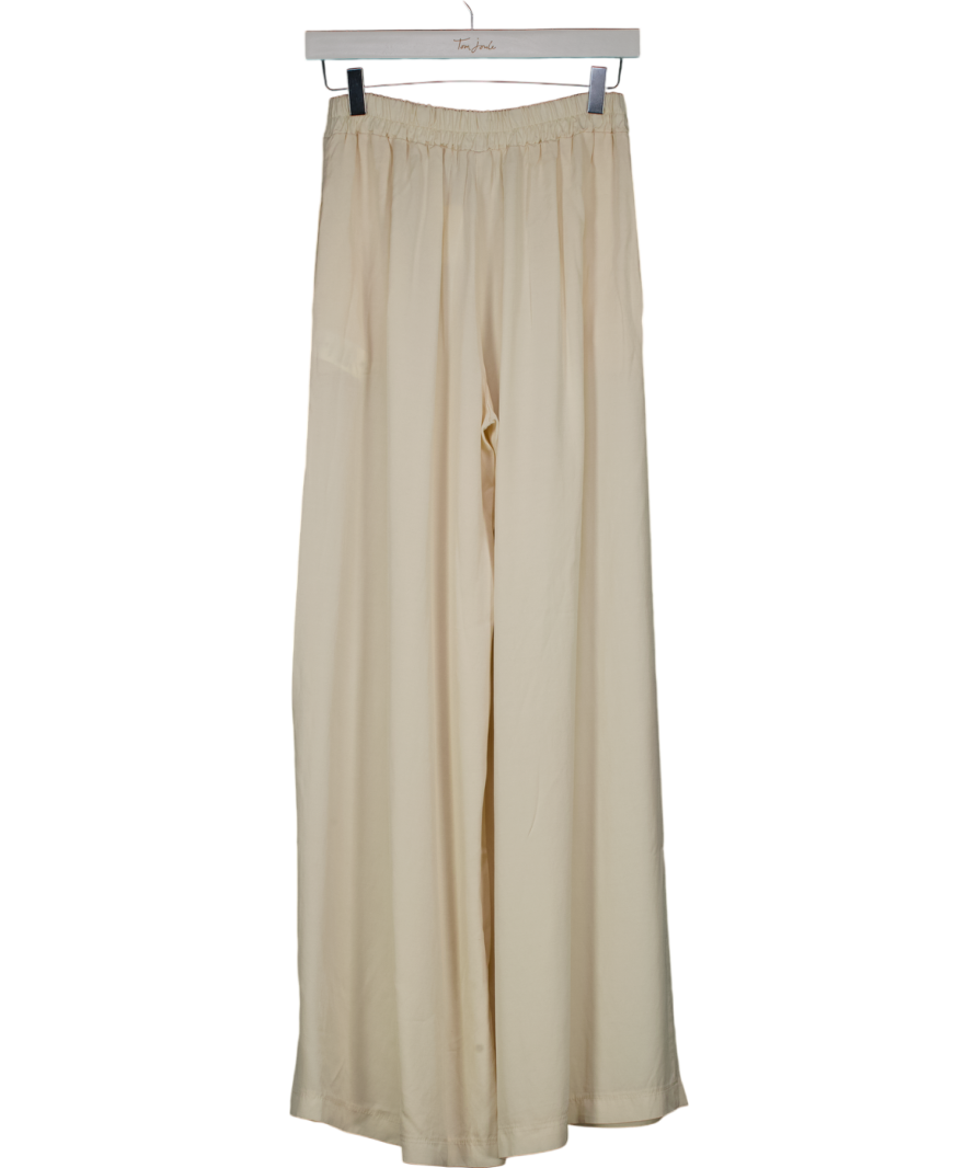 Dixie Cream Wide- Leg Elasticated Waist Band Trousers UK XS