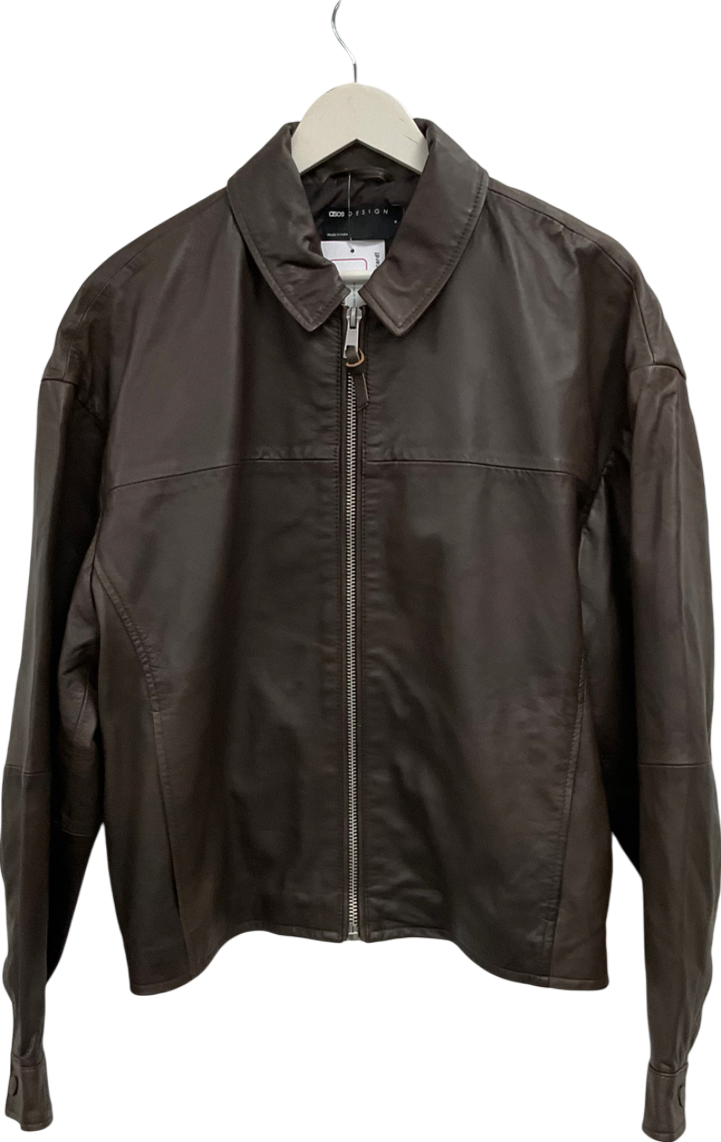 ASOS Brown Harrington Faux Leather Jacket UK M