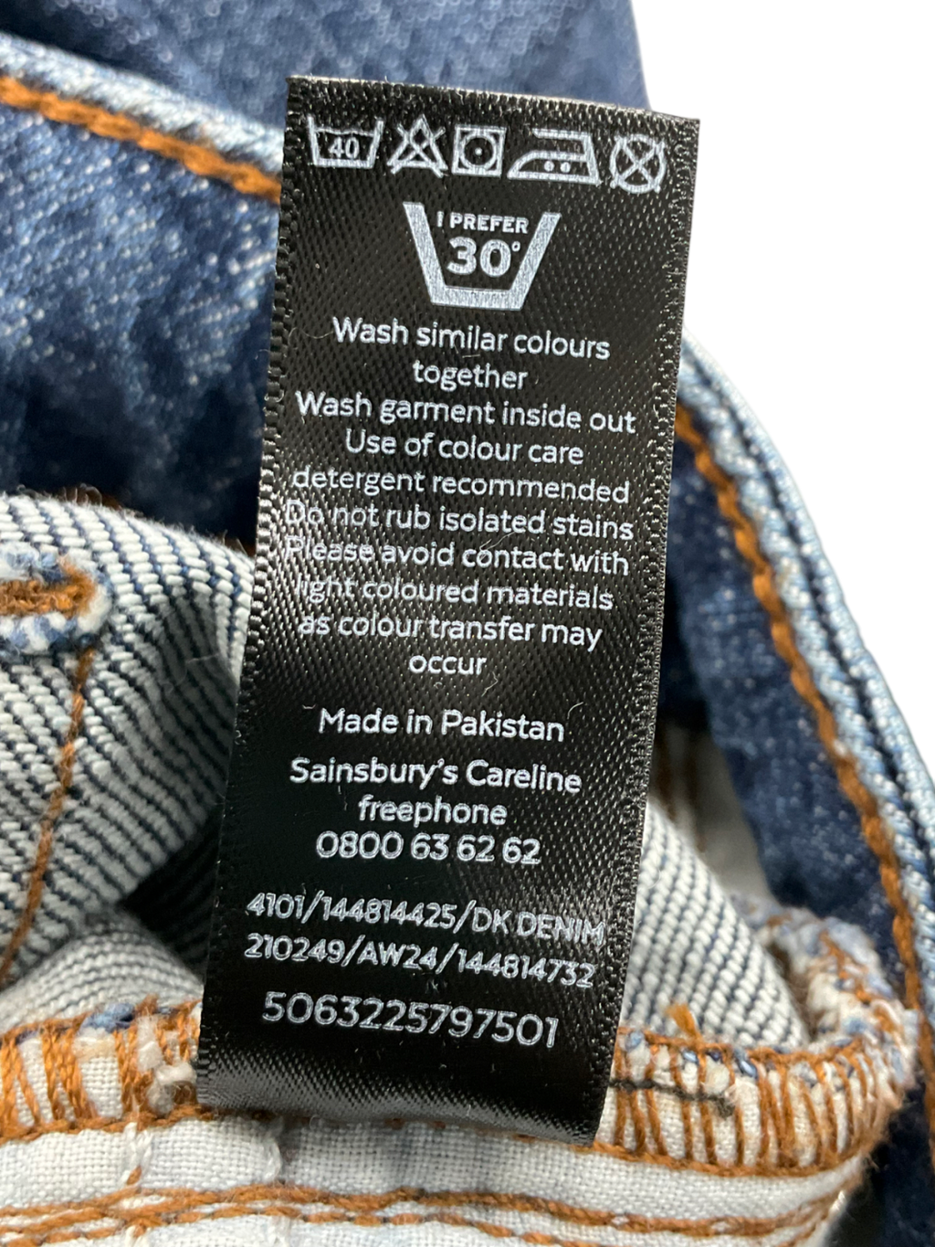 TU Sainsburys Blue Dark Wash Wide Leg Jeans - Long Length UK 8