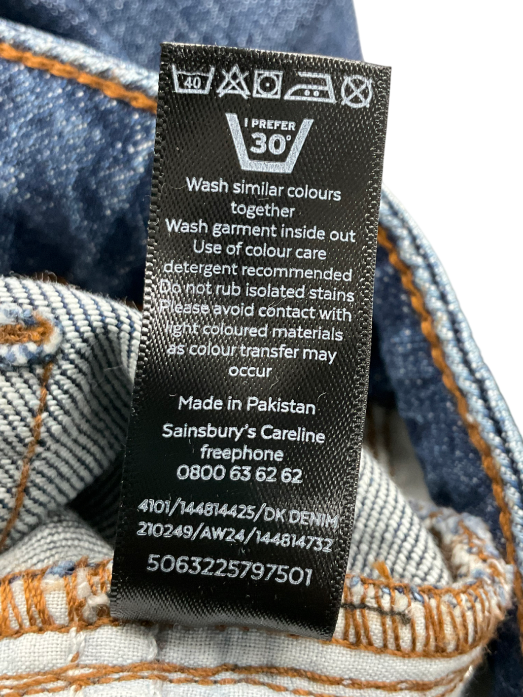 TU Sainsburys Blue Dark Wash Wide Leg Jeans - Long Length UK 8
