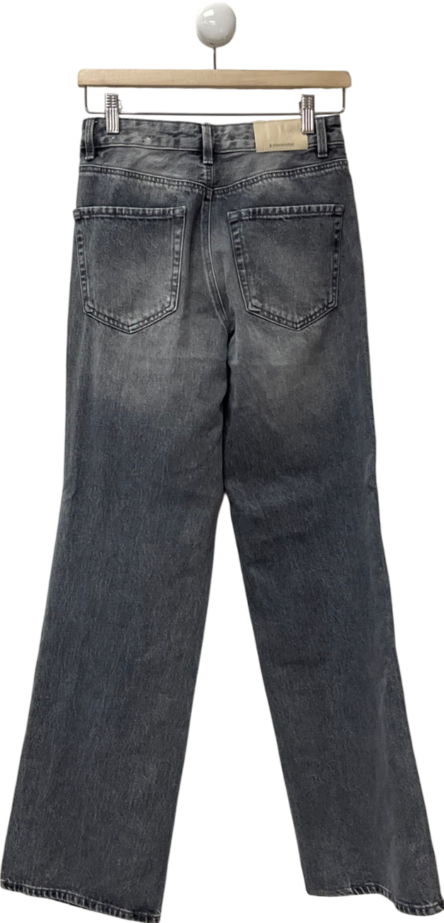 Stradivarius Grey D92 Straight Wide-leg Jeans UK 8