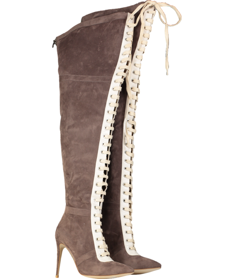 Mistress Rocks Brown Odyssey Suede Lace Up Tight Boot UK 6 EU 39 👠