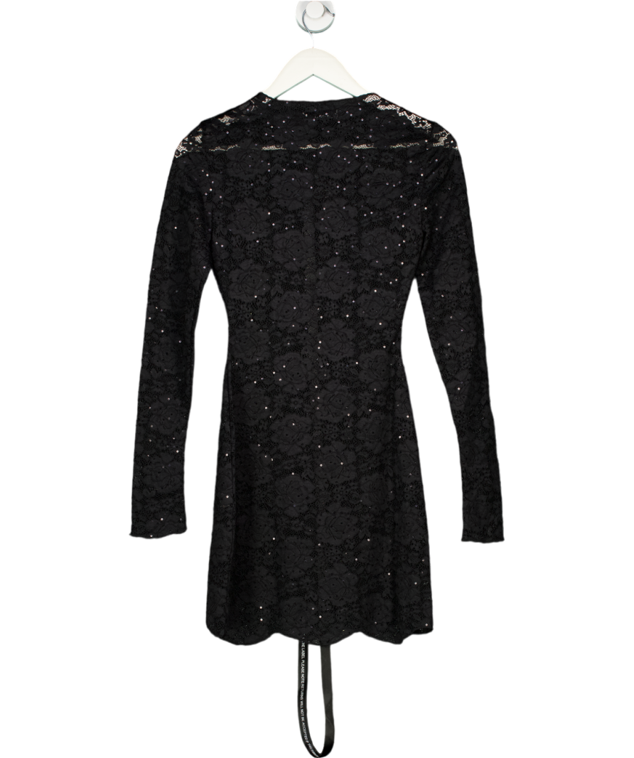 SLA the label Black Blake Sequin Lace Mini Dress UK XS