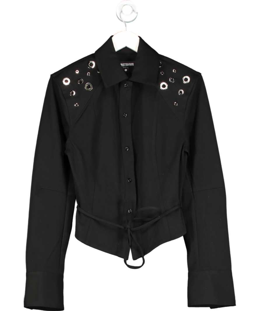 WRSTBHVR Black Bonnie Eyelet Blouse UK S