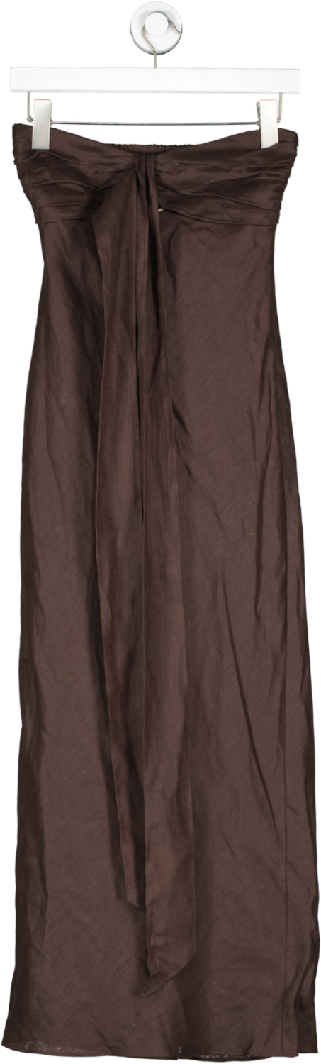 FOREVER NEW Brown Skye Halter Tuck Midi Dress UK 6