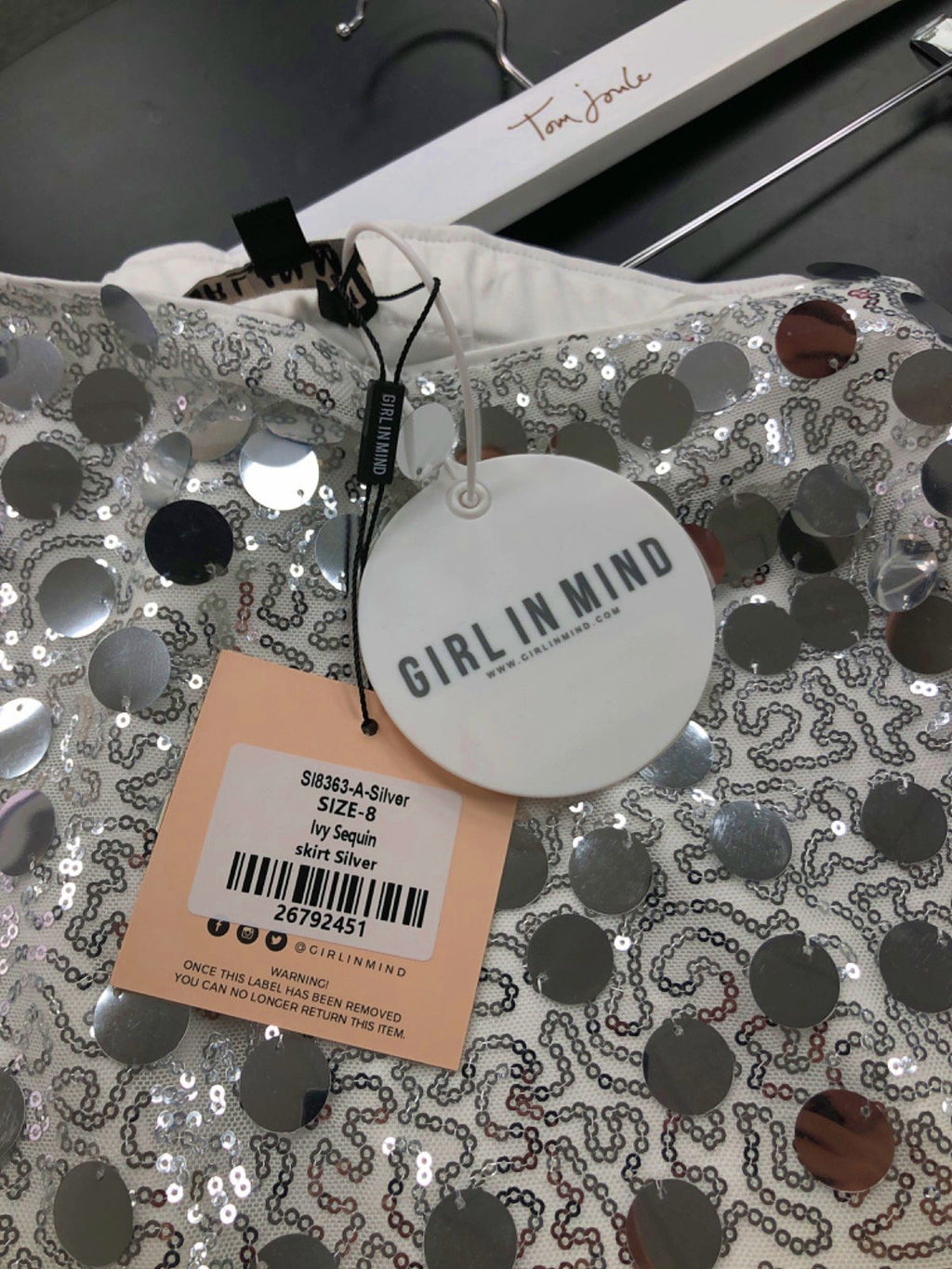 Girl In Mind Silver Sequin Skirt UK 8