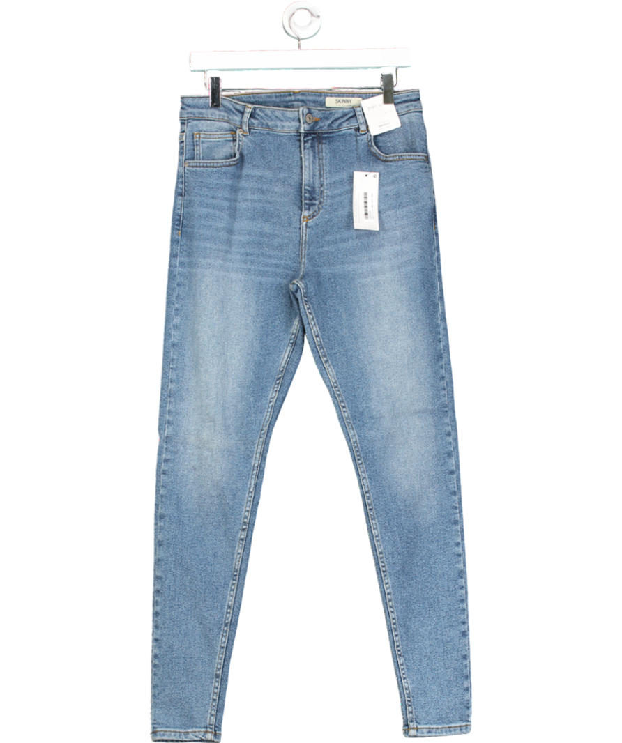 M&S Blue High Rise Skinny Stretch Jeans - Long Length UK 14