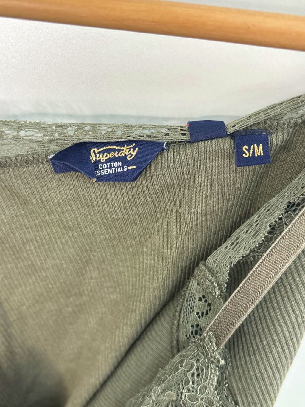 Superdry Olive Green Lace Trim Camisole S/M