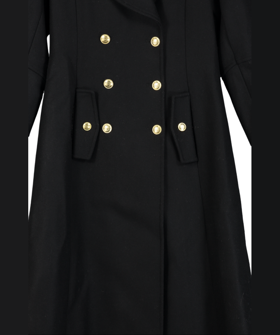 Karen Millen Black Wool Blend Military Coat UK 8