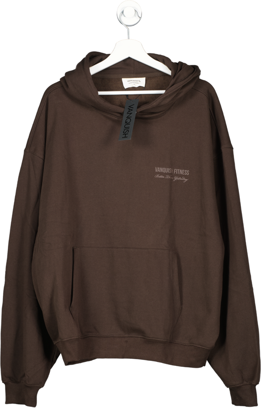 Vanquish Brown Coffee Signature Collection Pullover Hoodie UK XL