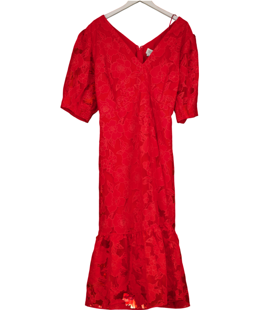 J.D.WILLIAMS Red Joanna Hope Sheer Floral Dress UK 22