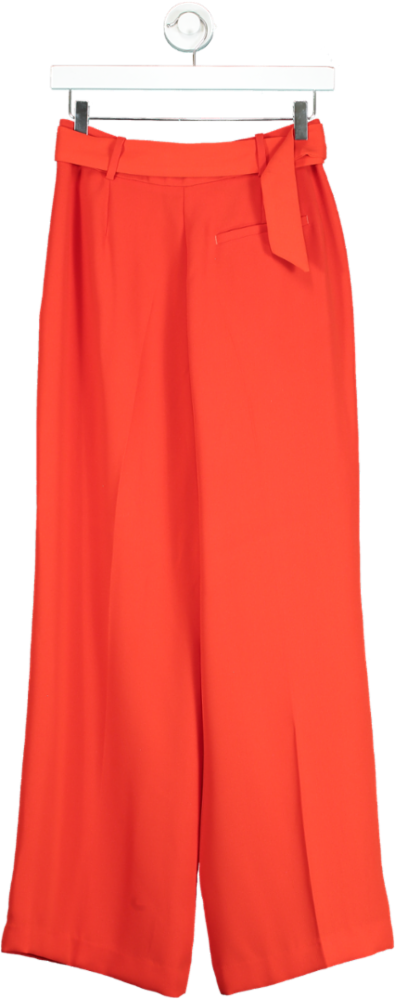 Zara Red Belted Wide Leg Trousers UK S