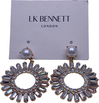 LK Bennett Pearl Clear Crystal Front-Facing Hoop Earrings