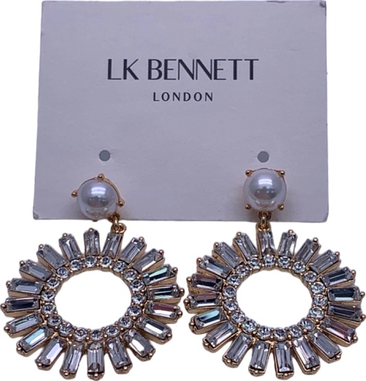 LK Bennett Pearl Clear Crystal Front-Facing Hoop Earrings