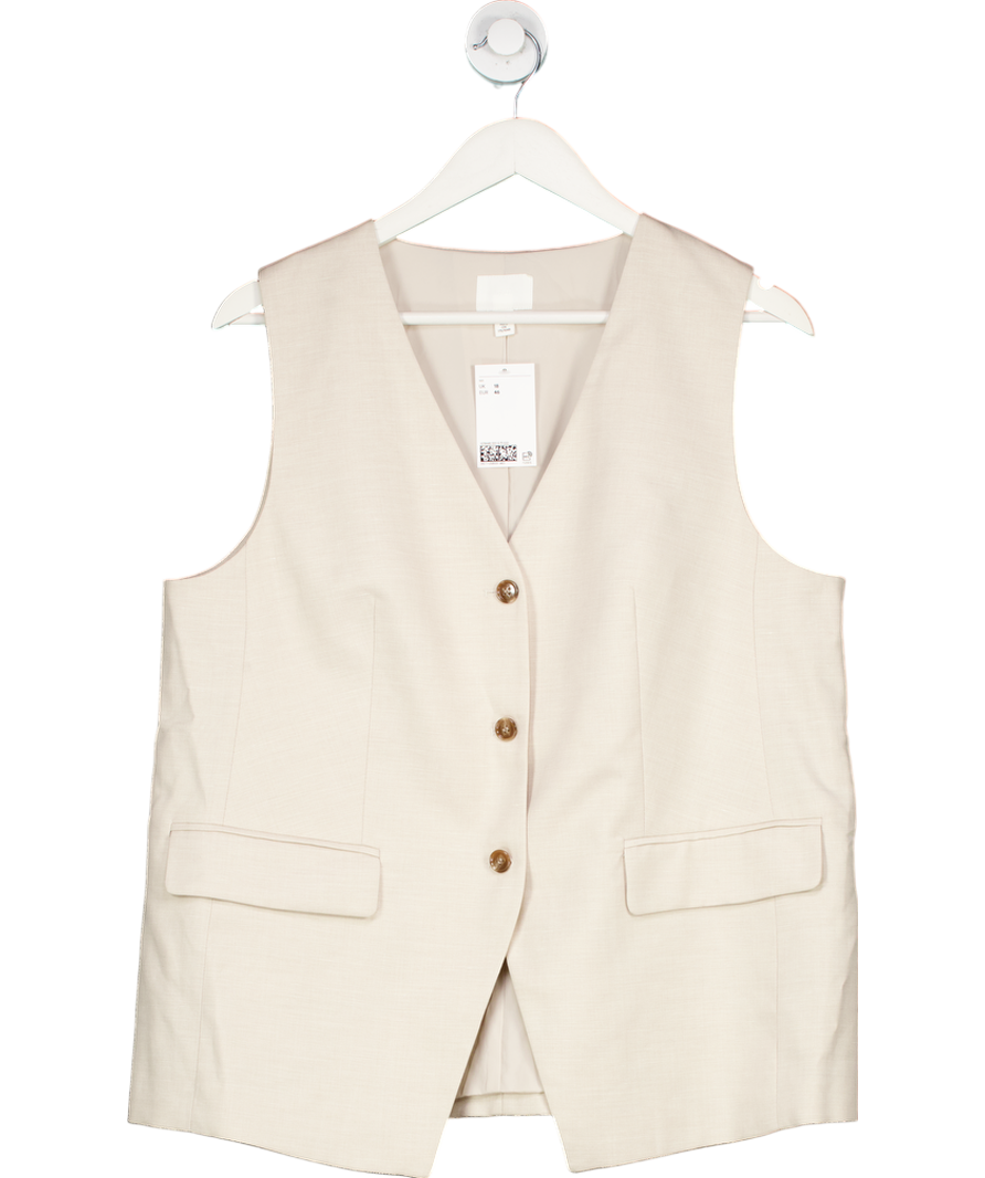 H&M Beige Long Suit Waist Coat UK 18