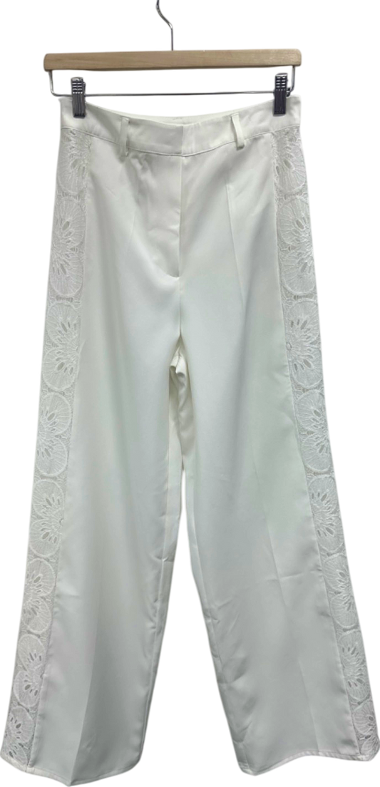 Nasty Gal White Lace Trim Trousers UK 10