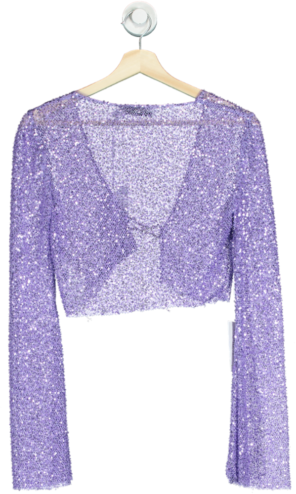 Self-Portrait Purple Beaded Cardigan UK 6