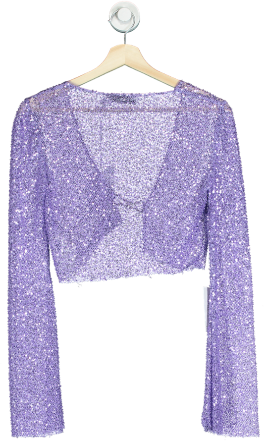 Self-Portrait Purple Beaded Cardigan UK 6