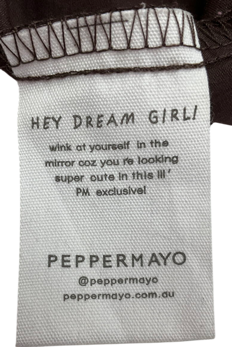 pepper mayo Brown Garden Kisses Shirred Mini Dress UK 10