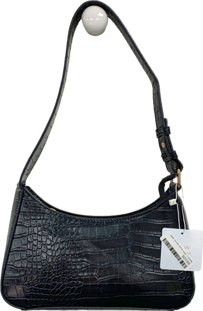 New Look Black Carla Croc Shoulder Bag One Size
