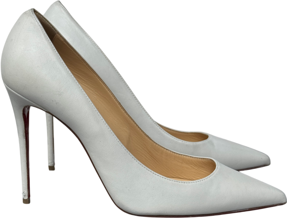 Christian Louboutin White Kate 100 Mm Pumps - Lamb Nappa Leather Shoes - Bianco UK 8 EU 41 👠