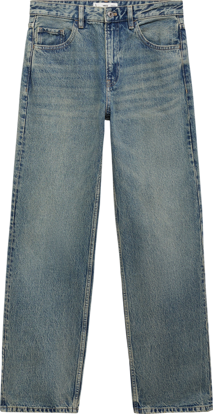 MANGO Blue Miami Medium Rise Straight Fit Jeans UK 10