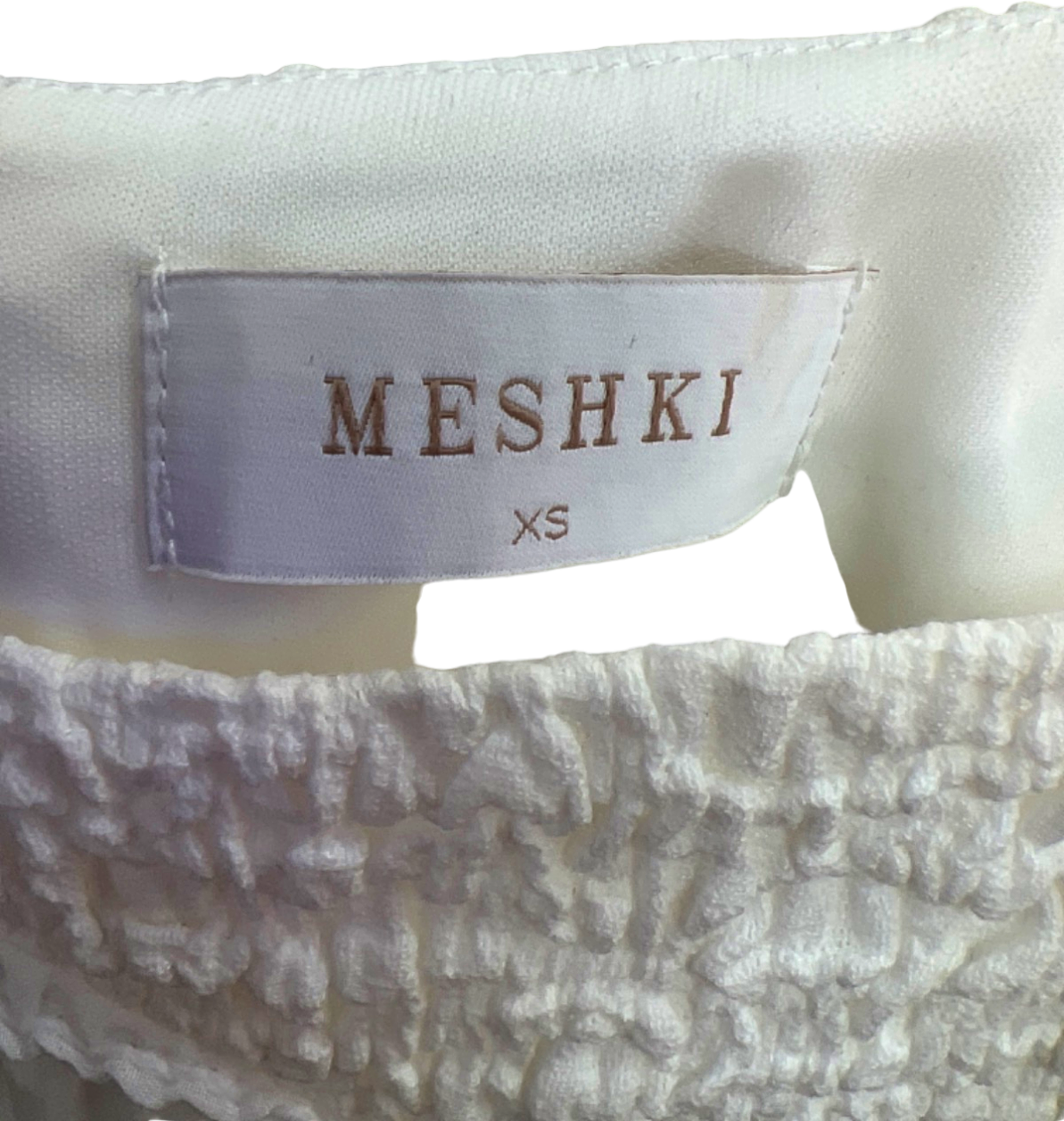 Meshki White Textured Crop Top and Skirt Set UK 6