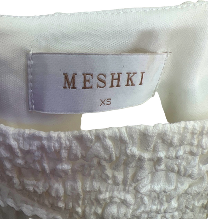 Meshki White Textured Crop Top and Skirt Set UK 6
