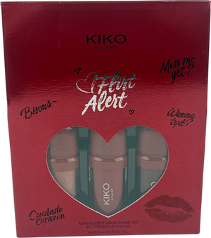 Kiko Flirt Alert Mini Kisses Maxi Shine Kit 3d Hydra Lip Gloss 3x3.5ml