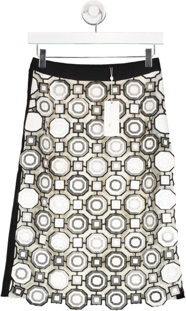 Tory Burch Cream The Gloria Skirt With Metal Embellishment UK 4