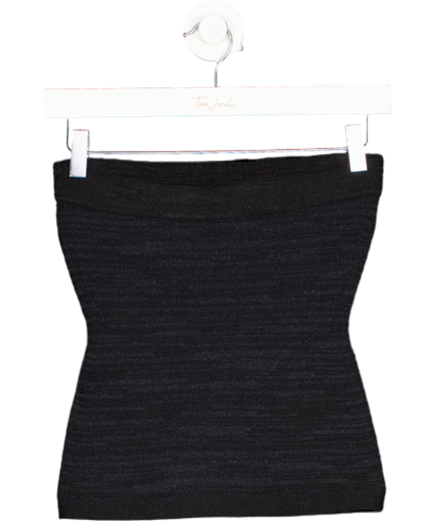 cos Black Sparkly Textured Bandeau Knit Top UK XS