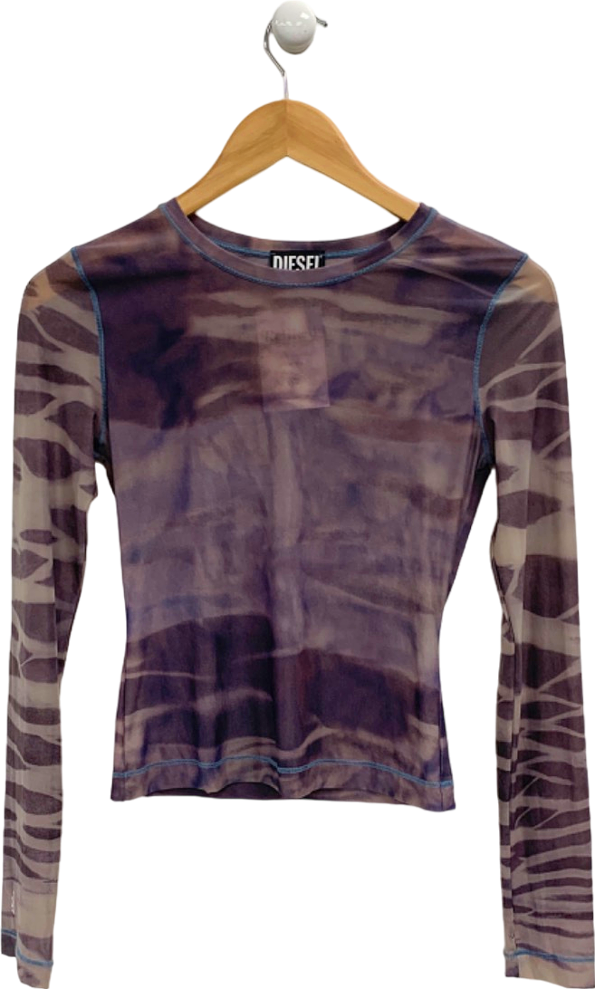 Diesel Grey Tie-Dye Long Sleeve Top UK S