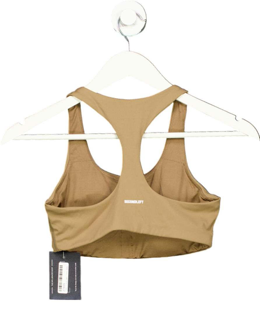 Second Lift Beige Logo Crop Top UK XS