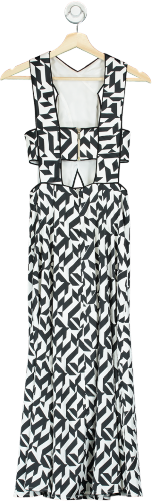 Karen Millen Black and White Geometric Print Dress UK 6