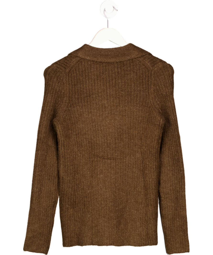 ASOS Brown Knitted Longline Fitted Shirt In Chocolate UK XS