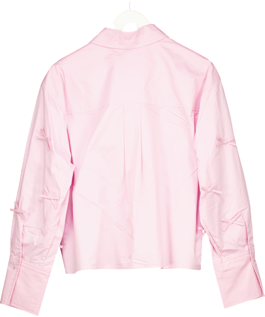 Mint Velvet Pink Bow Detail Cropped Shirt UK M