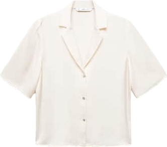 MANGO Cream Short Sleeve Satin Shirt BNWT UK 12